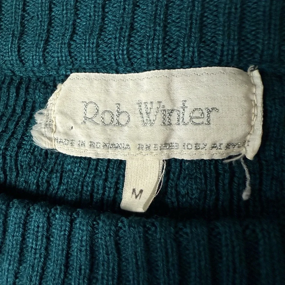 Vintage‎ Rob Winter Reindeer Sweater Size Medium Fair Isle Classic Preppy Green